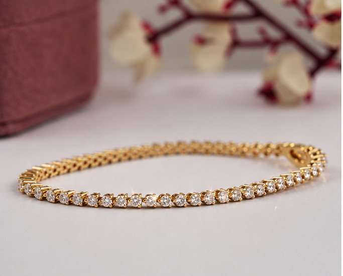 6.00Ct Round Simulated Diamond Engagement Tennis Bracelet 14K Yellow Gold Plated