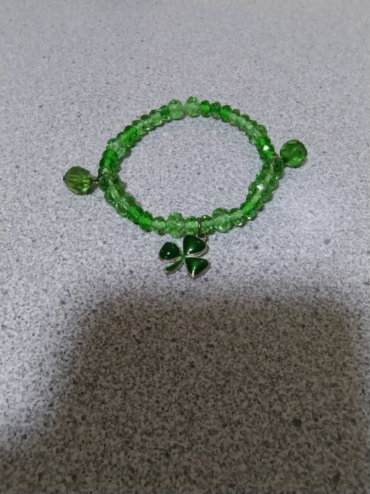 Vintage Green Crystals with Clover Charm