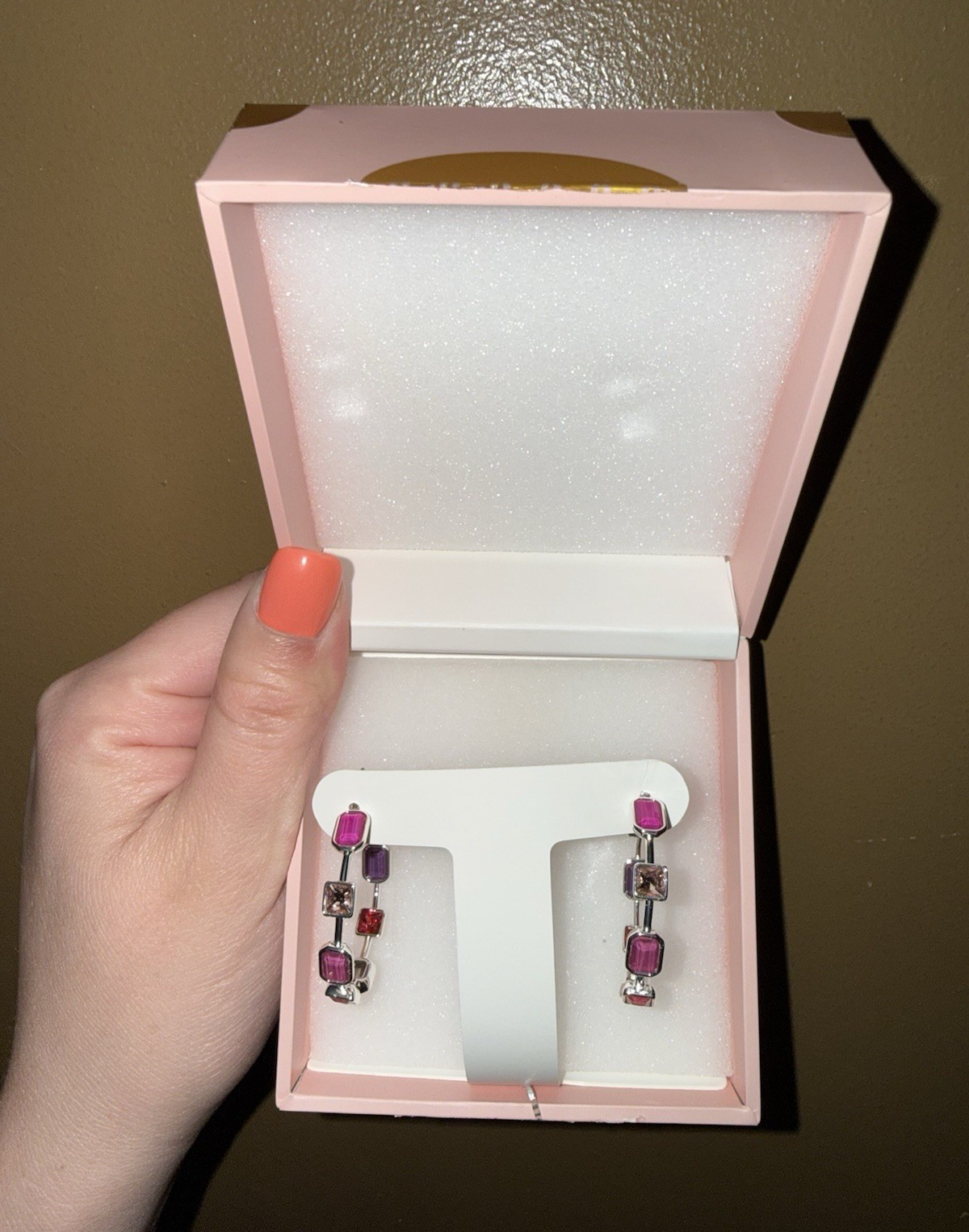 Jewel Candy Destinations ER95818 Silver Plated Crystal Dangle/Drop Earrings Pink
