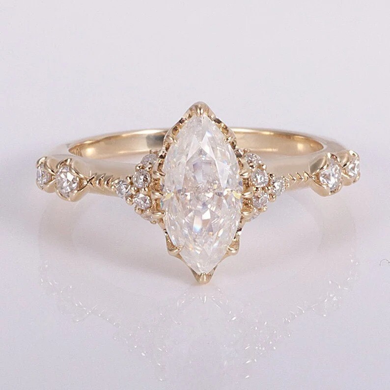 Wedding Womens Ring Sterling Silver Moissanite Gemstone Ring Handmade Ring