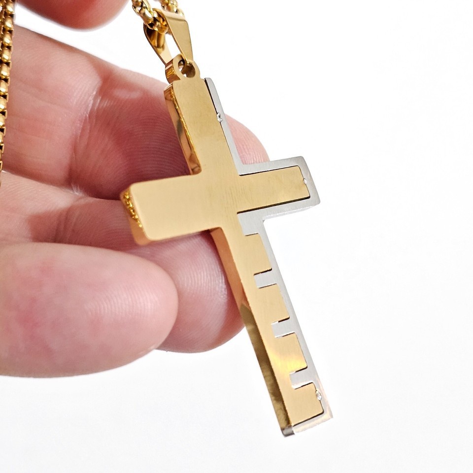 Gold Lord’s Prayer Cross Necklace Ships from USA Christian Gift