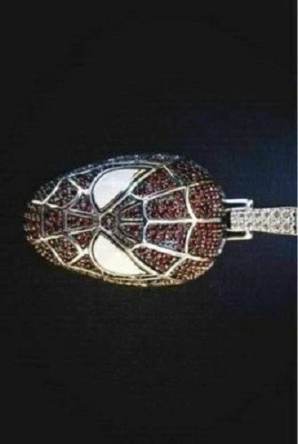 2.0ct Round Cut Simulated Garnet Spider Man Pendant Sterling 14K White Gold Over