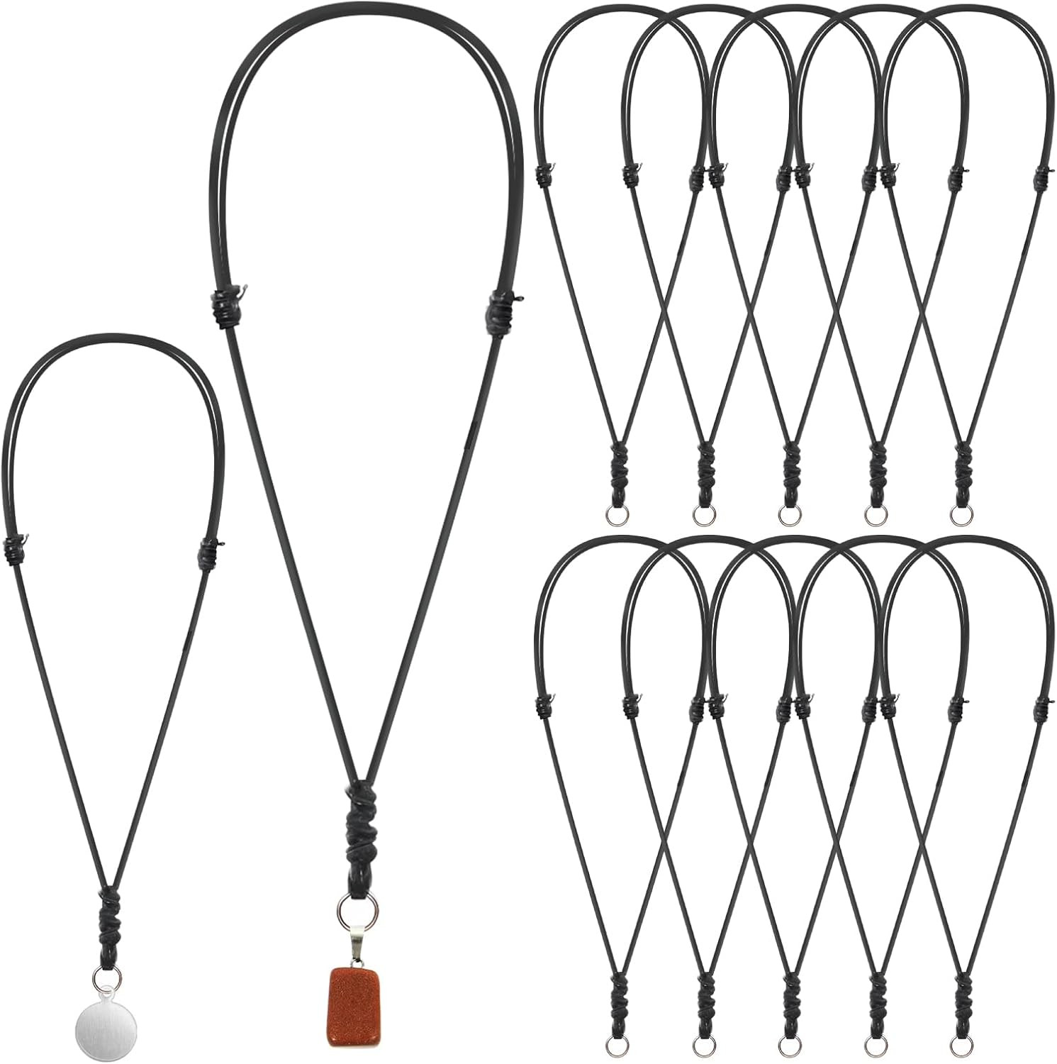 10PCS Necklace String Necklace Cord Black Adjustable Leather Rope Necklaces for