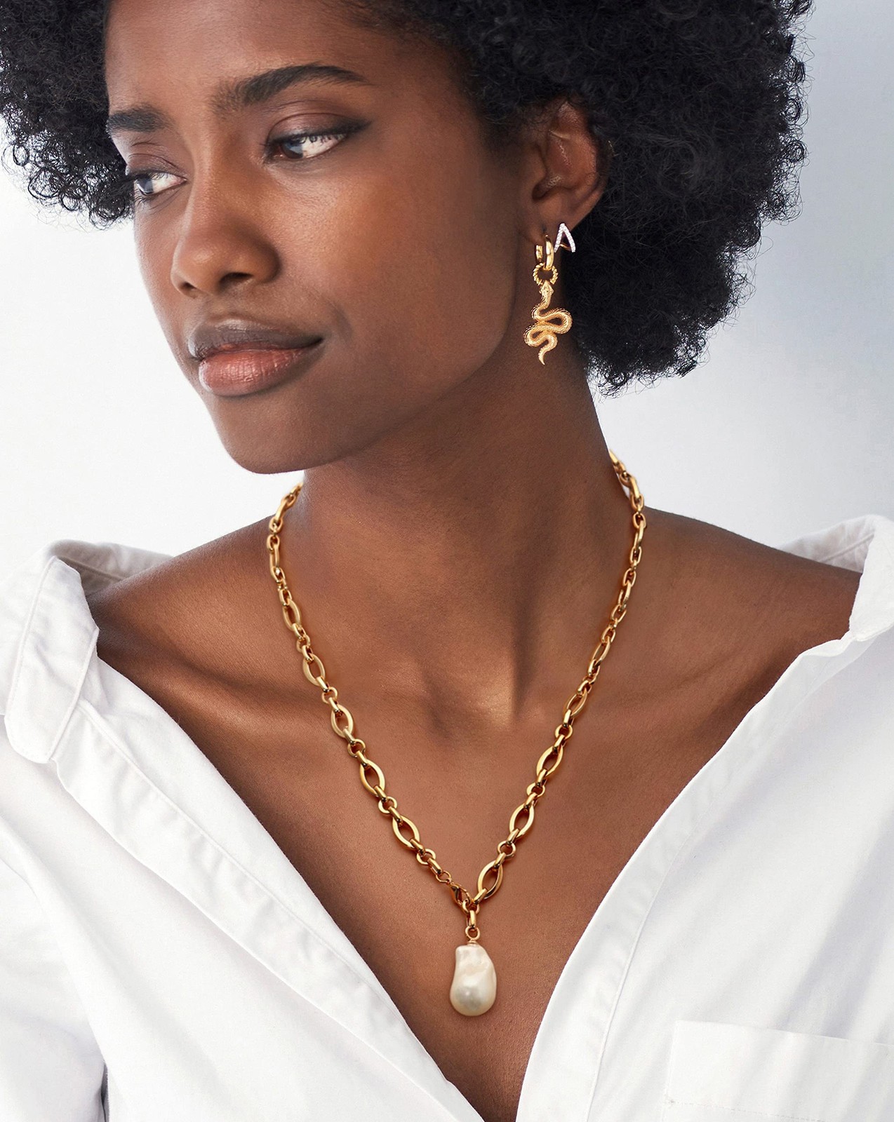 Large Baroque Pearl Pendant Necklace, 18k Gold Lariat Y Necklace for Women, Chun