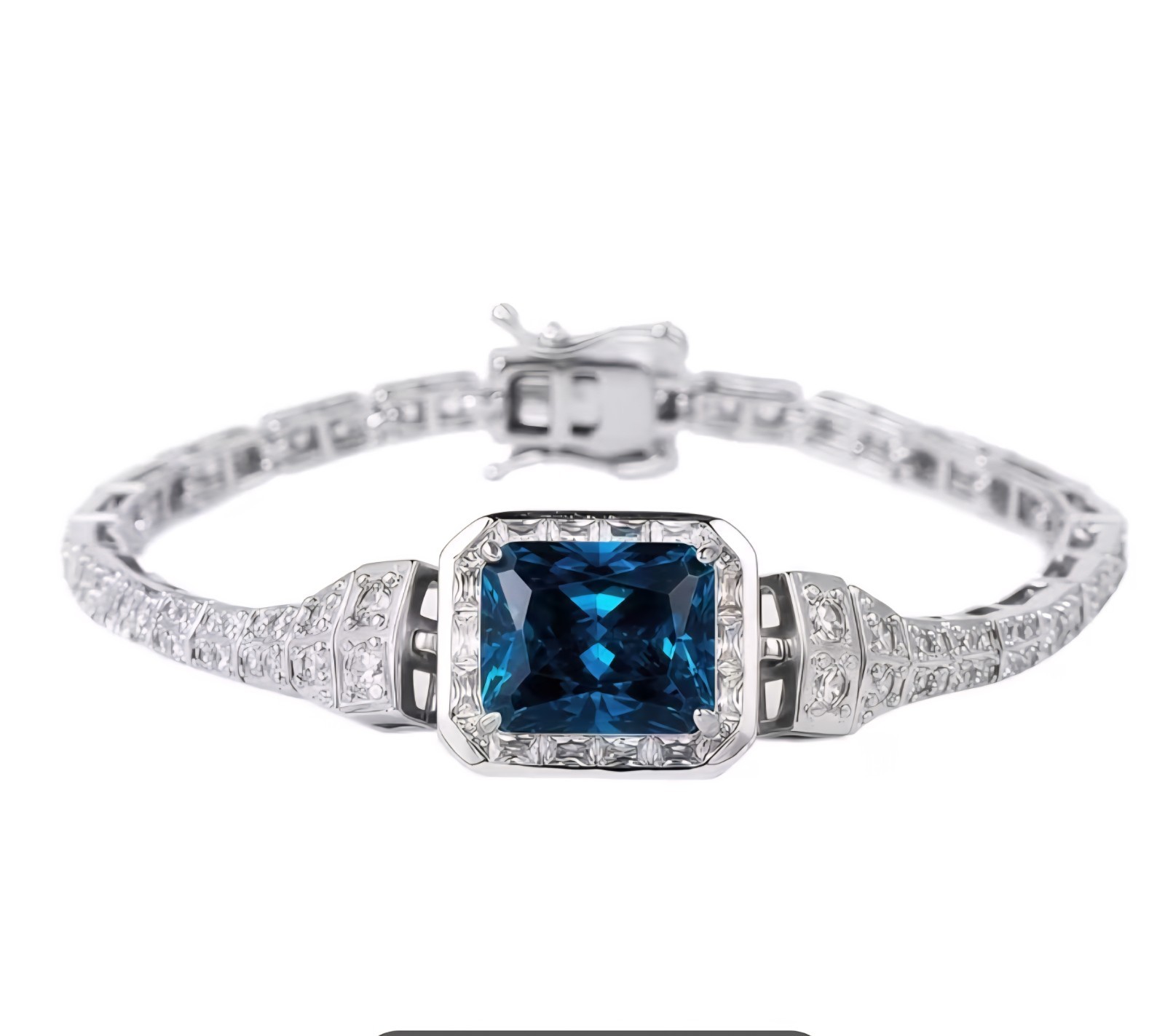 Silver 16 Ct Blue Cz Bracelet