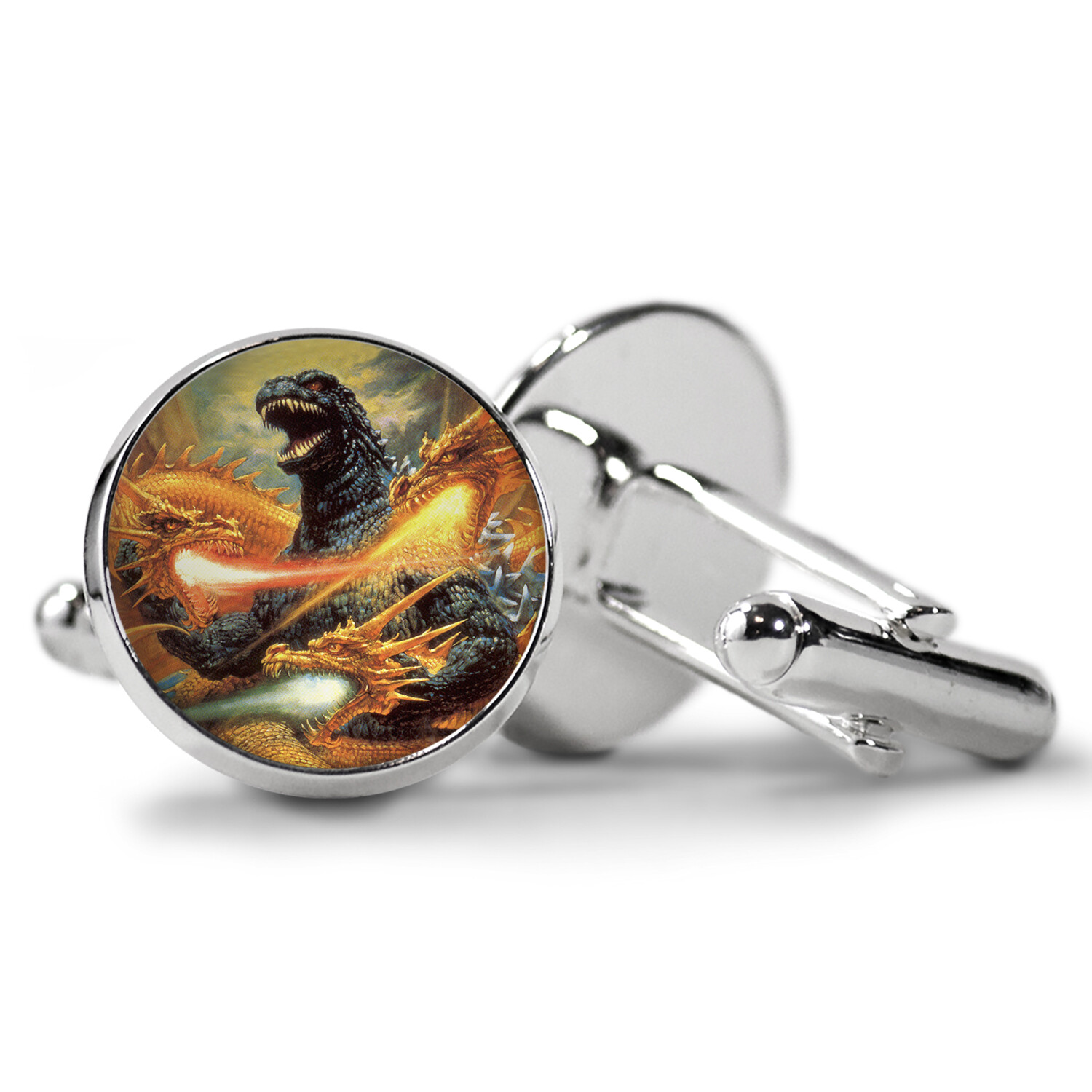 Godzilla versus King Ghidorah Key Ring Cufflinks Tie Clip Necklace Ring Earrings