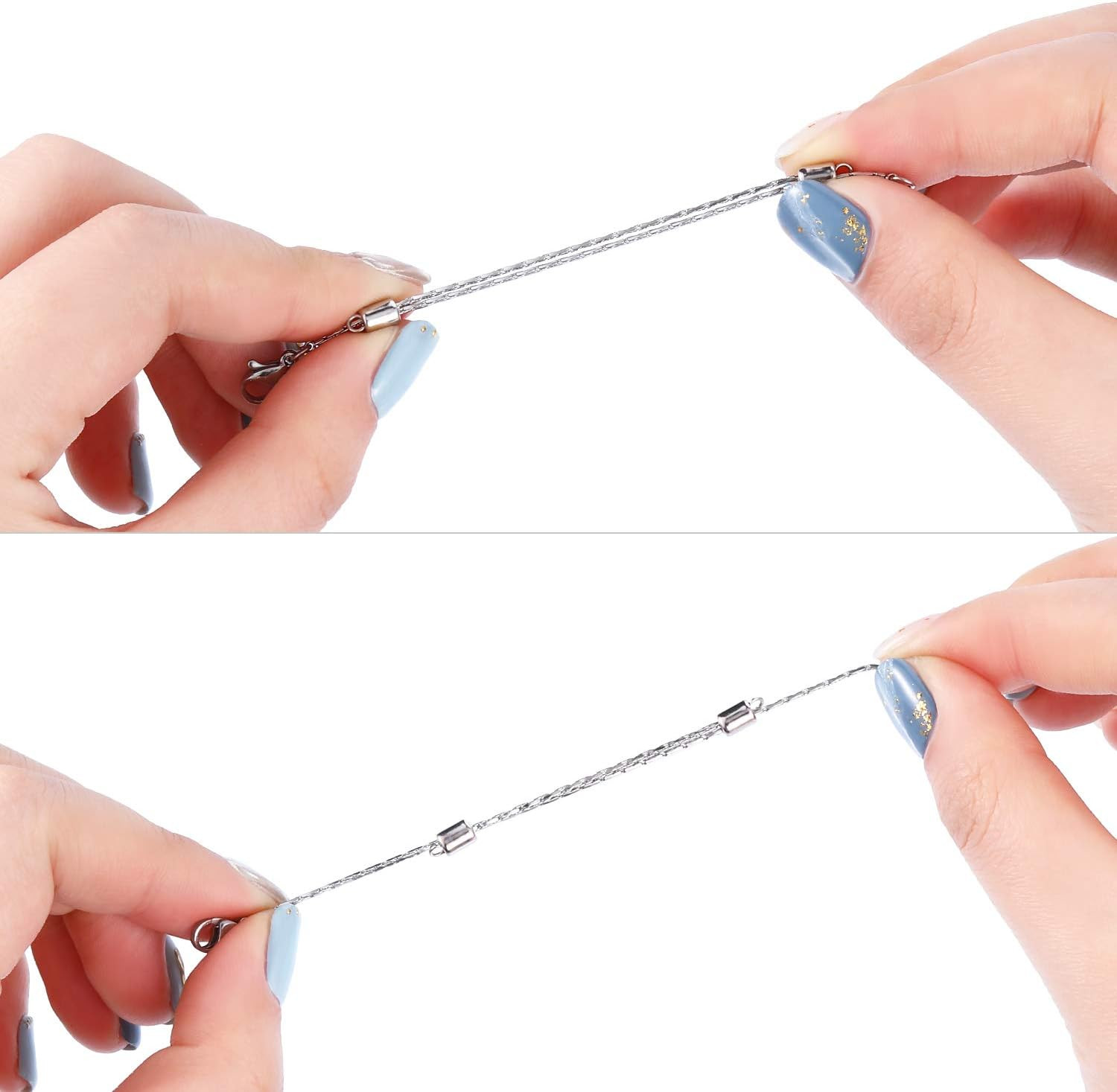 5 Pcs Stainless Steel Necklace Extender Chain Adjustable Silver Necklace Chain E