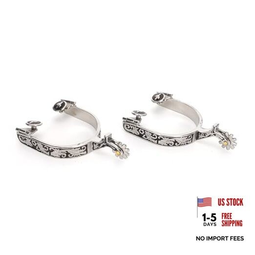 1 Pair Horse Spurs, Boot Spurs for Men Women, Stainless Steel West Cowboy