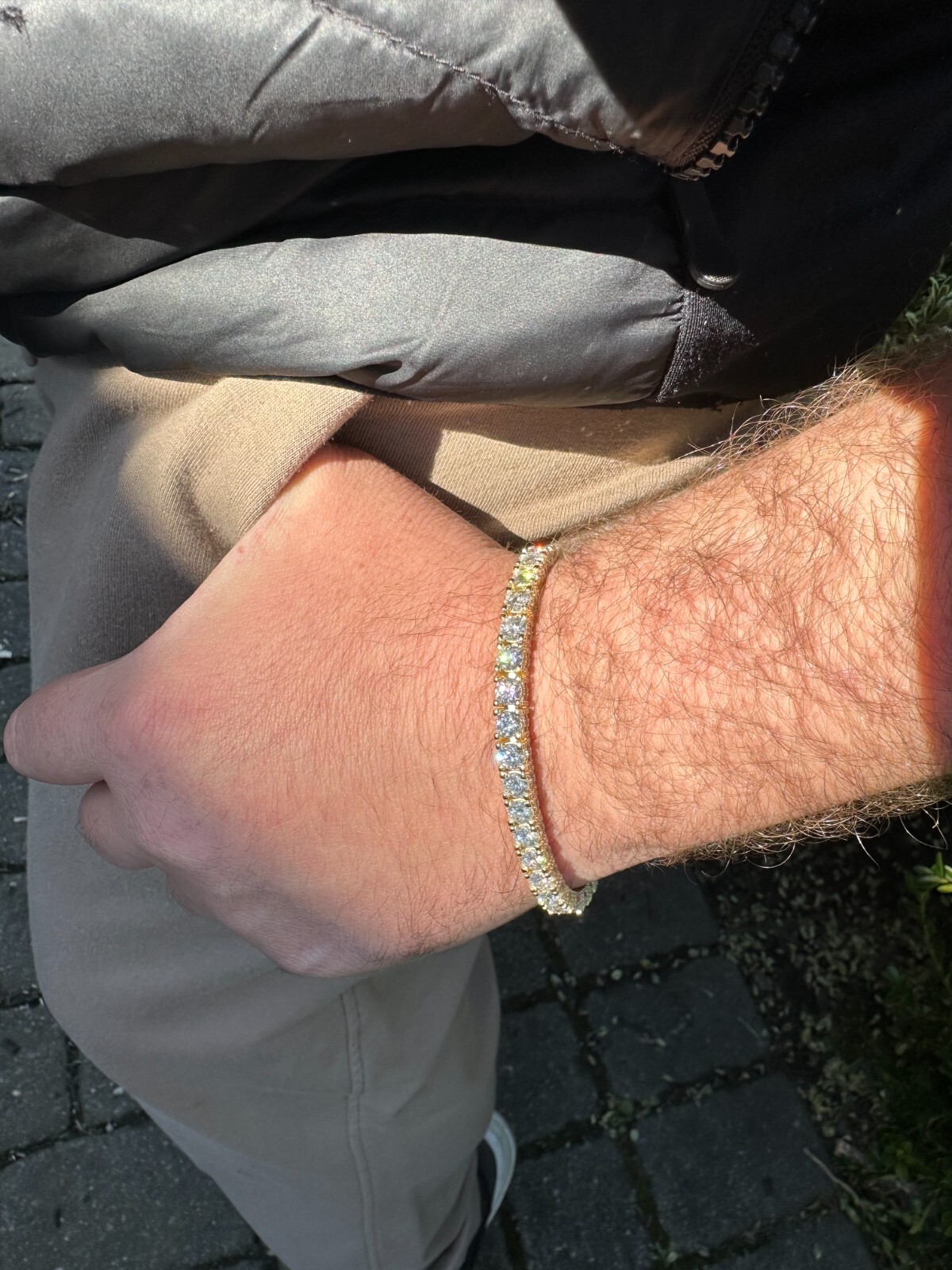 Real Iced 5mm MOISSANITE Tennis Bracelet 14k Gold Over 925 – Stones On All Sides