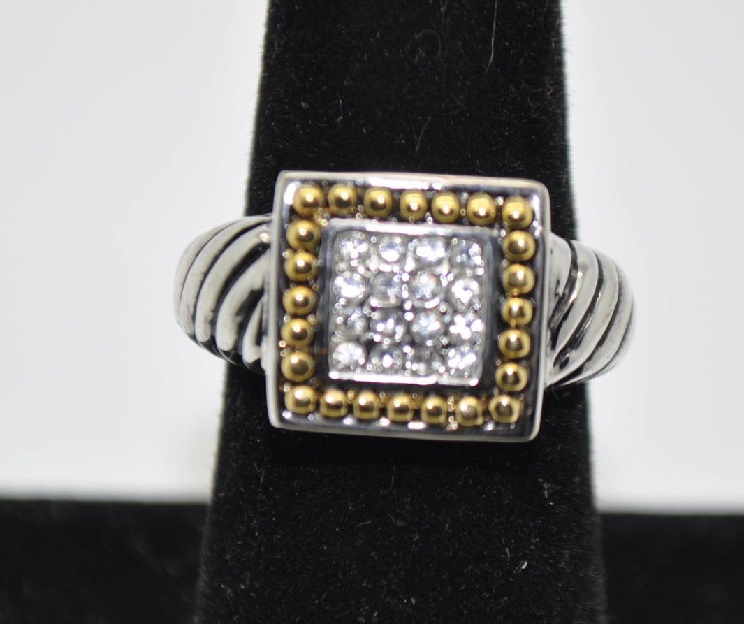 beautiful vintage style new two tone Color fashion ring size :8 US-SELLER 0767
