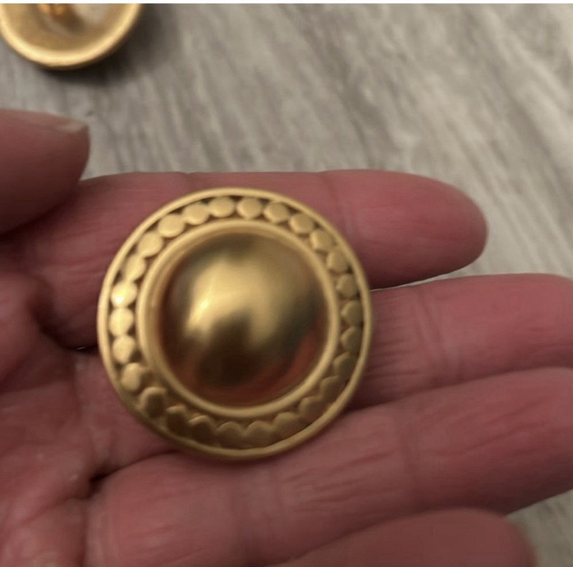 Gold Tone Round Dome Clip-On Stud Earrings, Metal, No Stone, Lobe