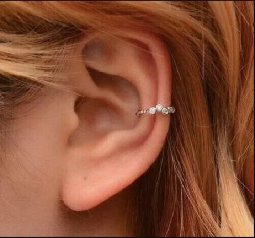 0.30Ct Round Cut Lab Created Diamond Women’s Ear Cuff 14K White Gold Finish