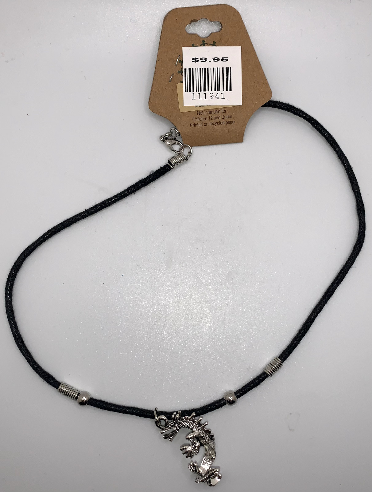 Fashion Planet Dragon Surfer Necklace Black/Silver Adjustable 18″ 111941 BOGO!