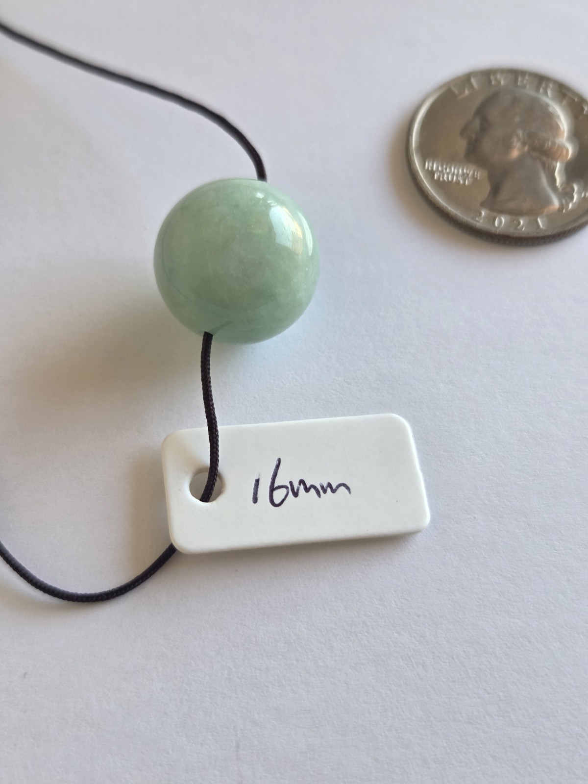 Natural Light Green Jade Round Bead Pendant 16mm