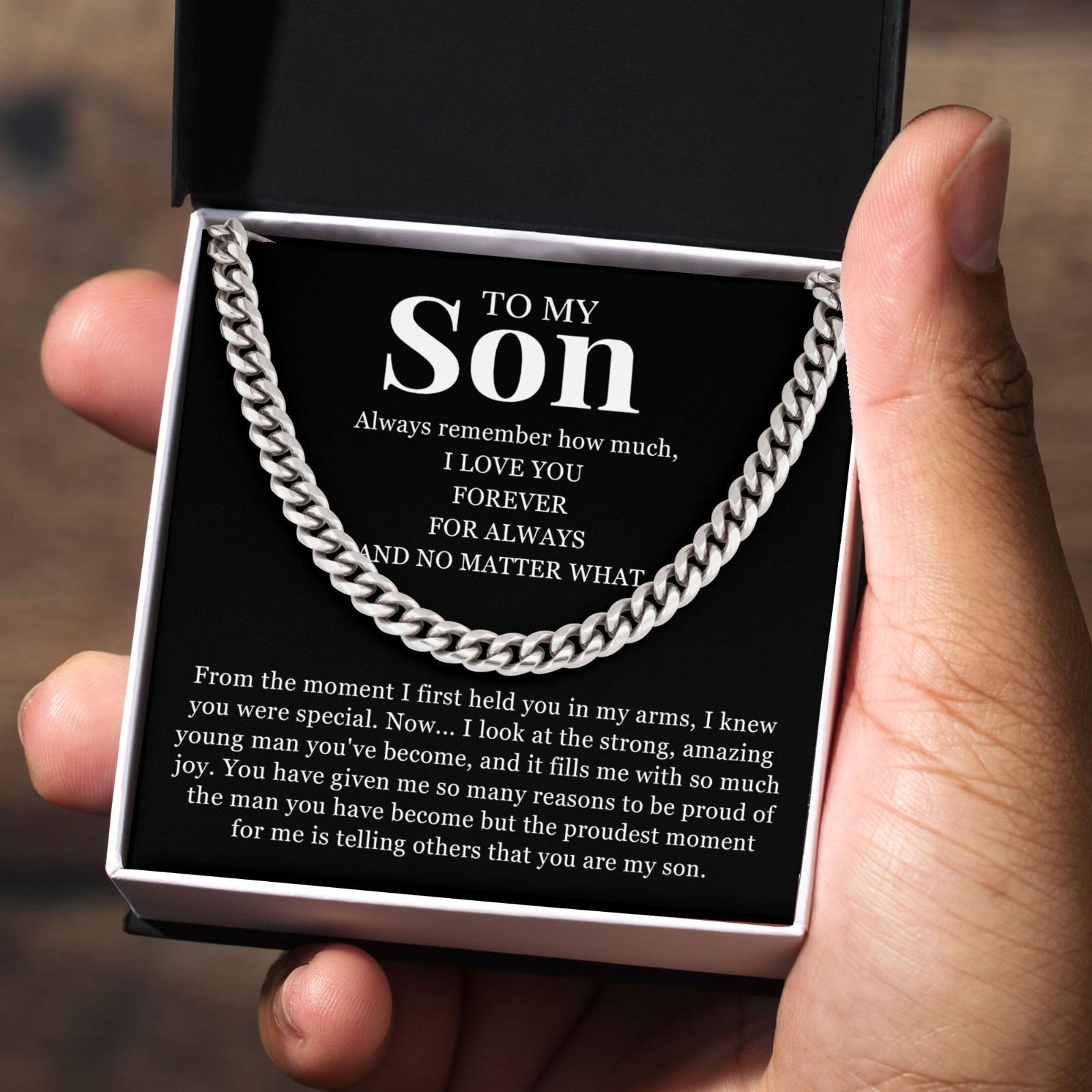 To My Son Necklace I Love You, Cuban Link Chain Birthday Gift Jewelry Teen Boys