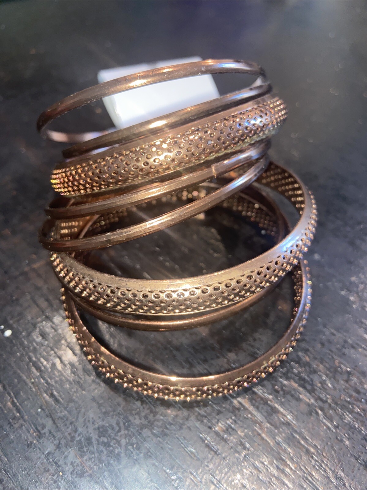 Annika Bangle Bracelets Collection Copper Set of 9