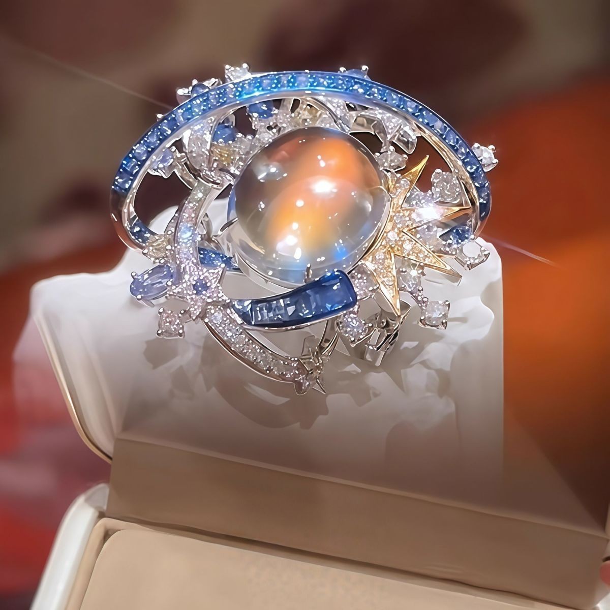 Planet Orbit Zircon Adjustable Ring Womens Fashion Jewelry