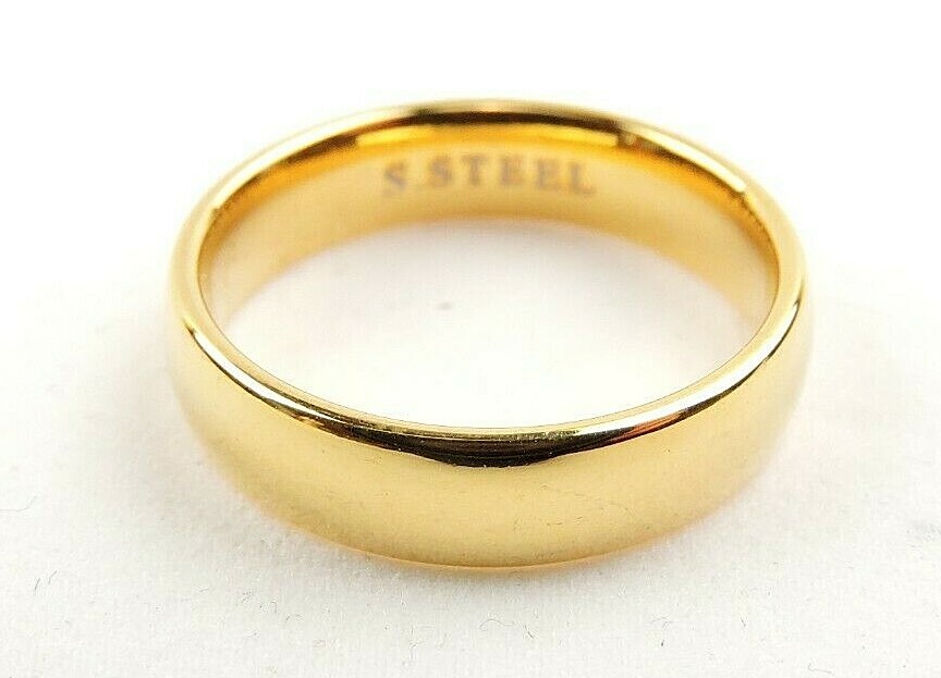 Stainless Steel Gold IP Plated 5 MM Wide Comfort Fit Band – Free Gift Packaging