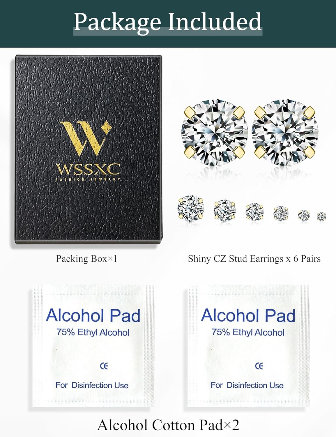 WSSXC 20G Hypoallergenic Flat Back Earrings for Women Men Silver 14K Gold Stainl