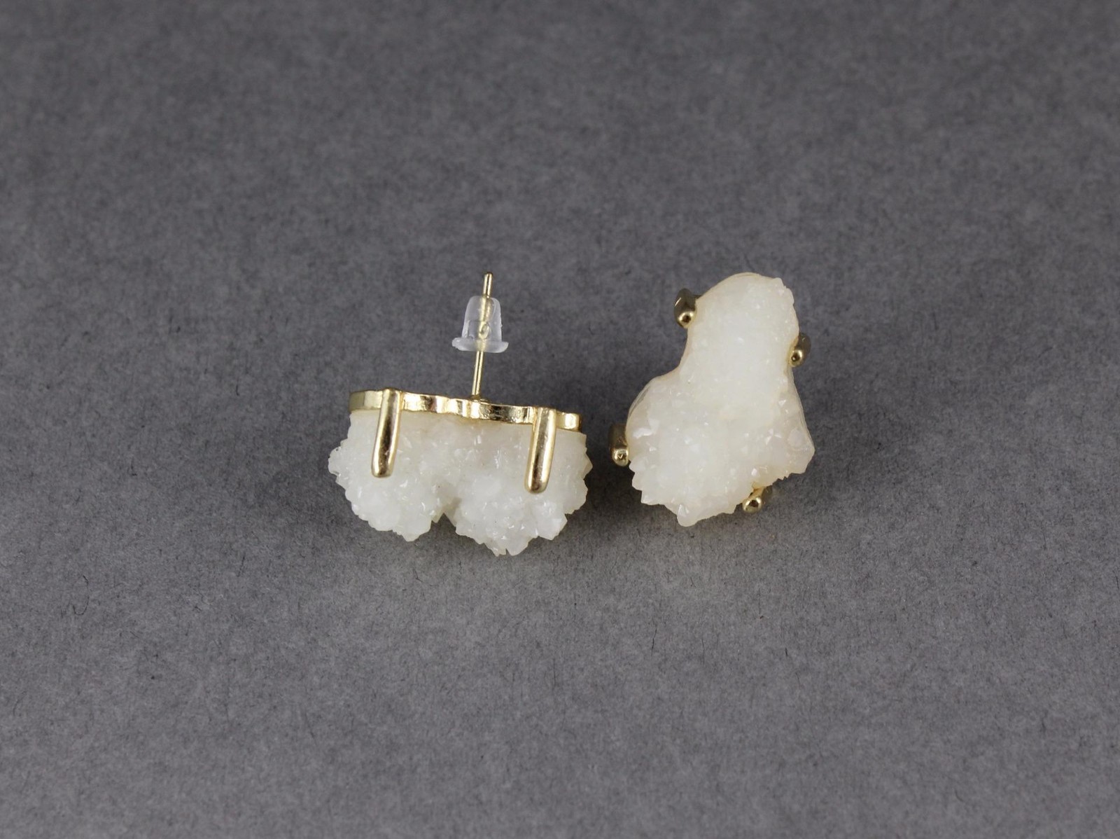 Cream earrings faux druzy post stud earrings big chunky gold faux druzy drusy