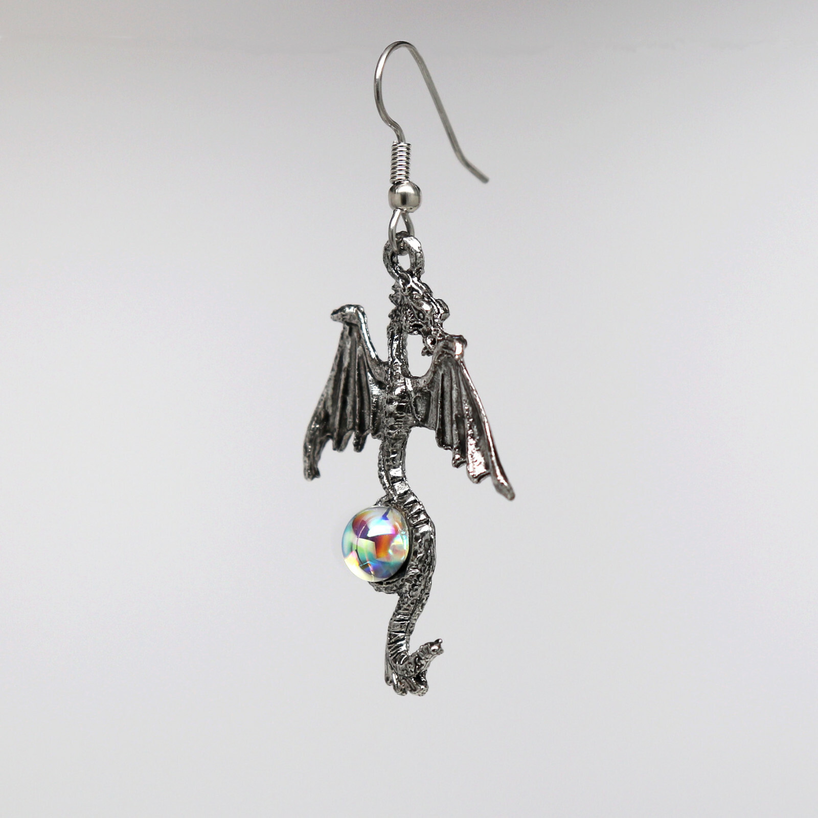 Mystical Gothic Dragon Pewter Earrings Medieval Renaissance Jewelry #955AB