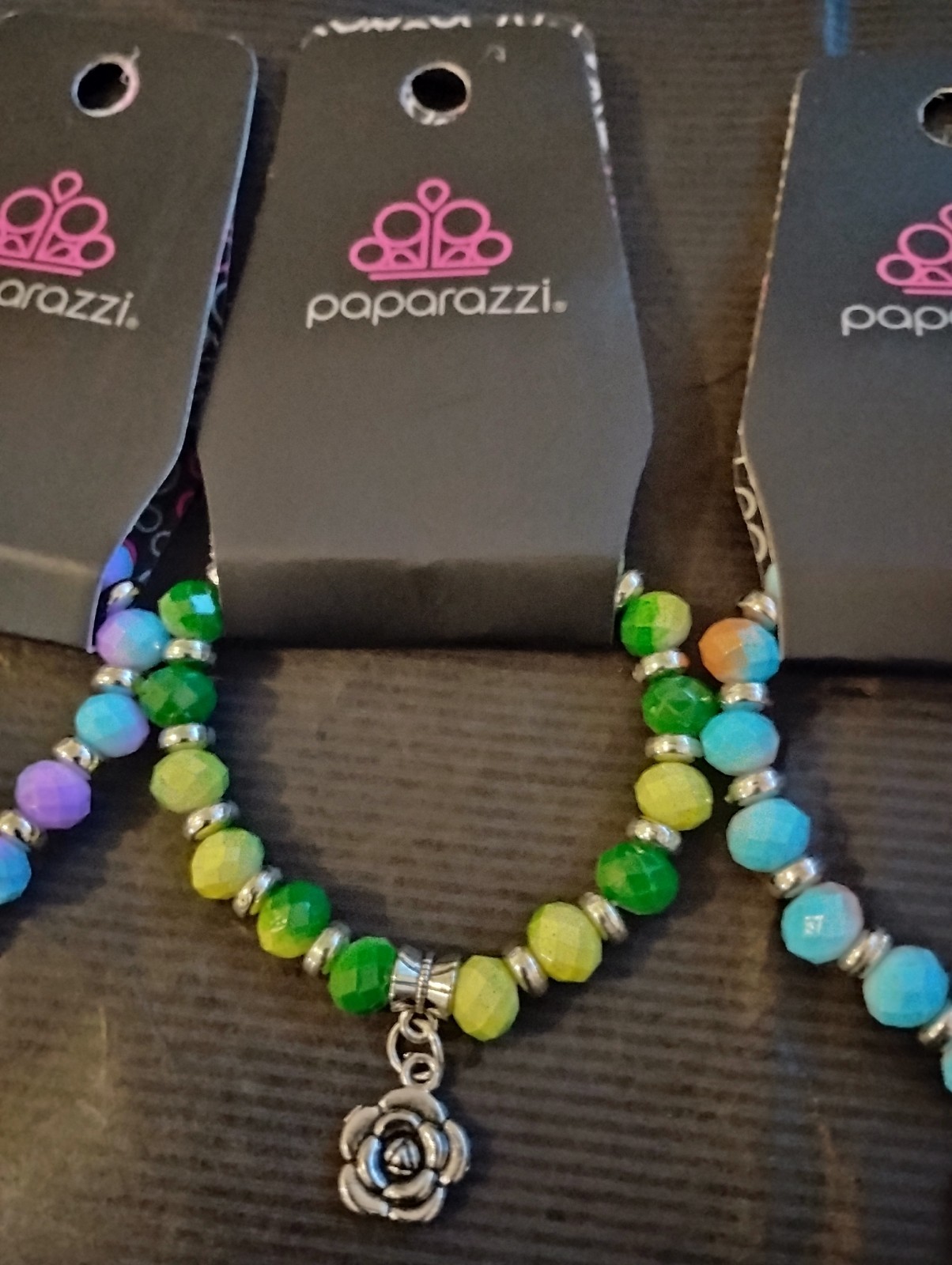 4 Paparazzi Children’s Stretch Bracelets. Flower Dangle Charm, Stackable