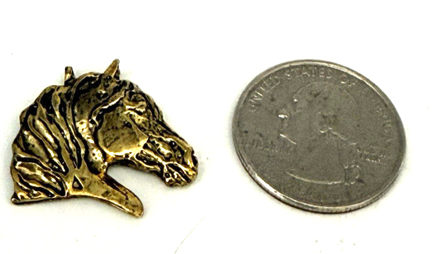 Signed Beverly Zimmer .75″ Equestrian Horse Head Gold Tone Charm/ Pendant