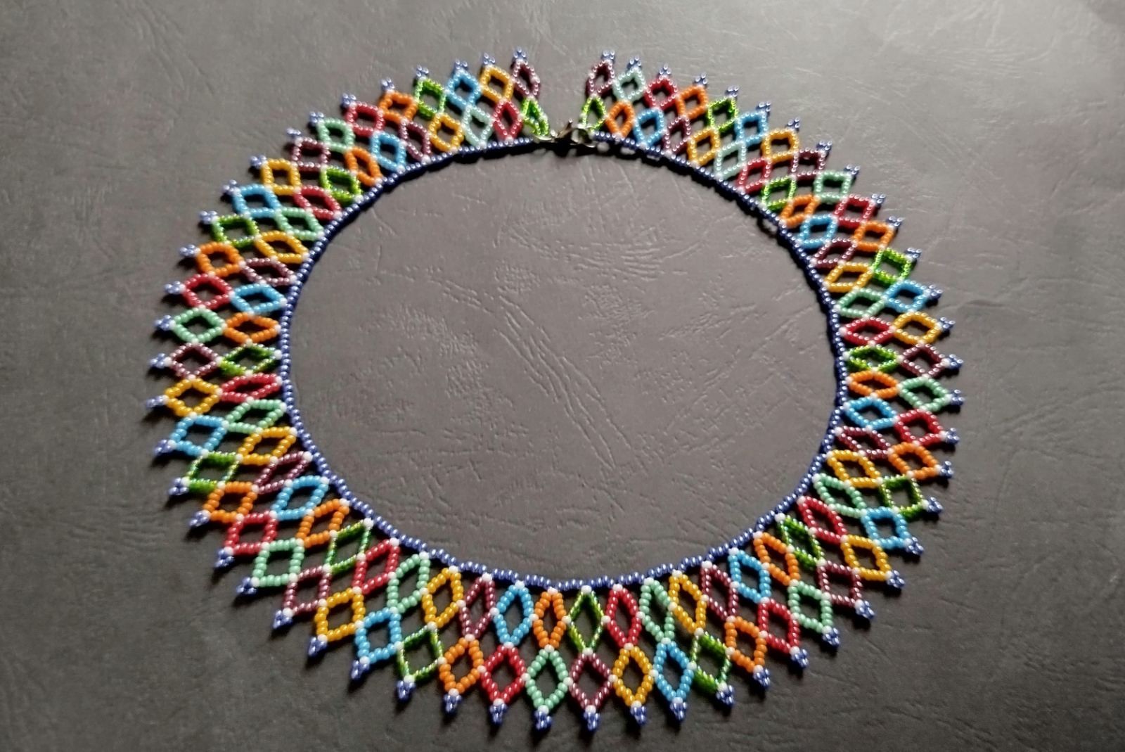 Mesh beaded necklace Multicolour Collar Bead necklace seed bead collar Handmade