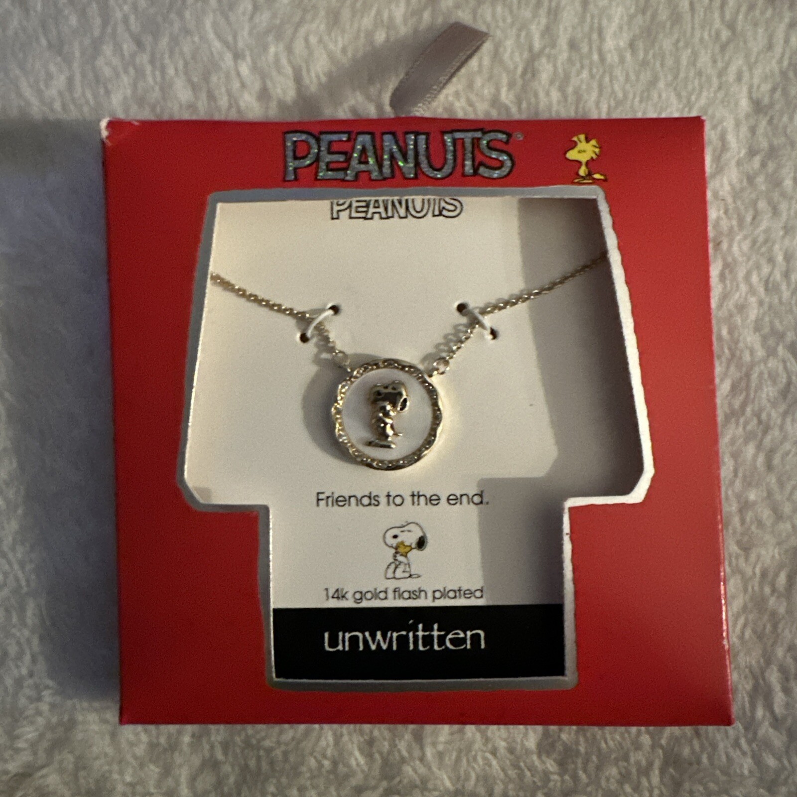 Unwritten Peanuts Friends To The End 14k Gold Plated Necklace NWT