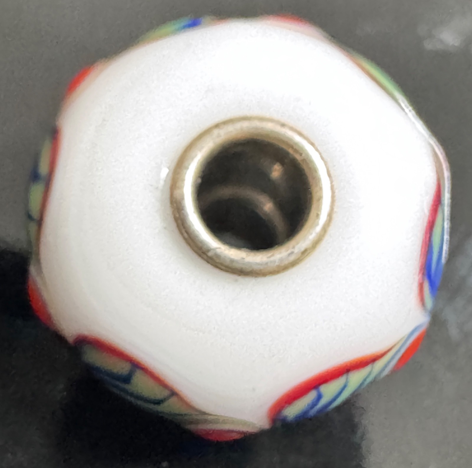 TROLLBEADS OOAK Beautiful UniqueOpaque white base bead