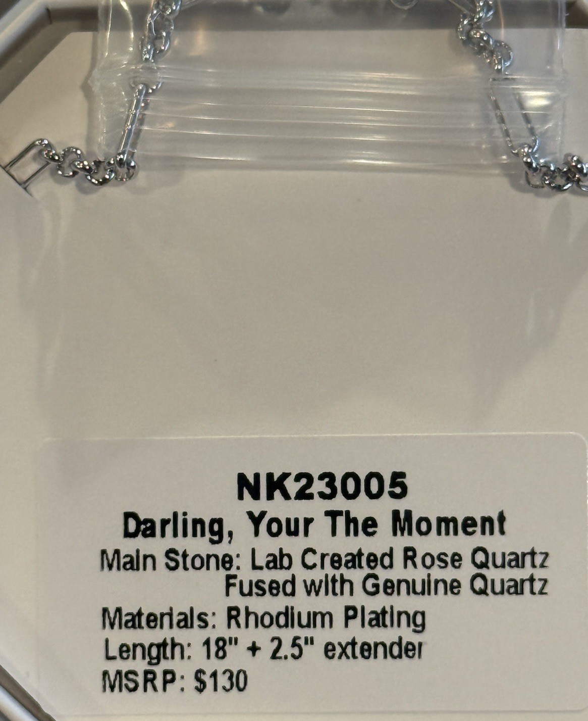 Bomb Party BP Darling Your the Moment, NK23005, Rose Quartz on Rhodium Plating