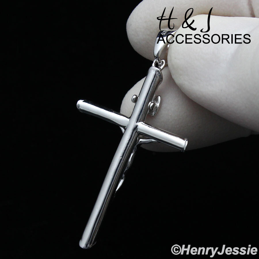 925 STERLING SILVER 16″-30″X2MM MIAMI CUBAN CURB CHAIN JESUS CROSS PENDANT*AS213