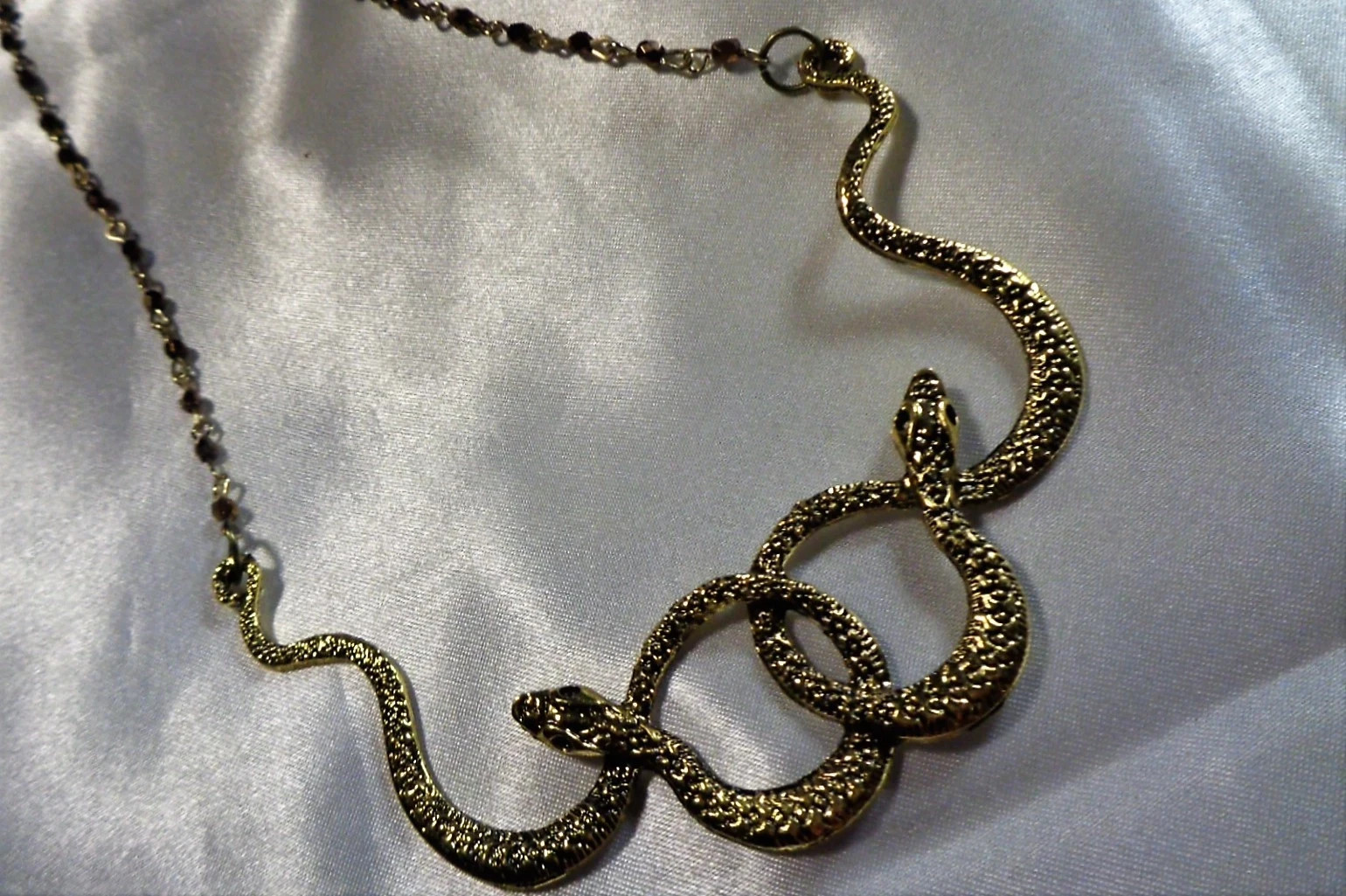 Gold Snake Pendant Necklace Gothic Punk Grunge Statement Jewelry