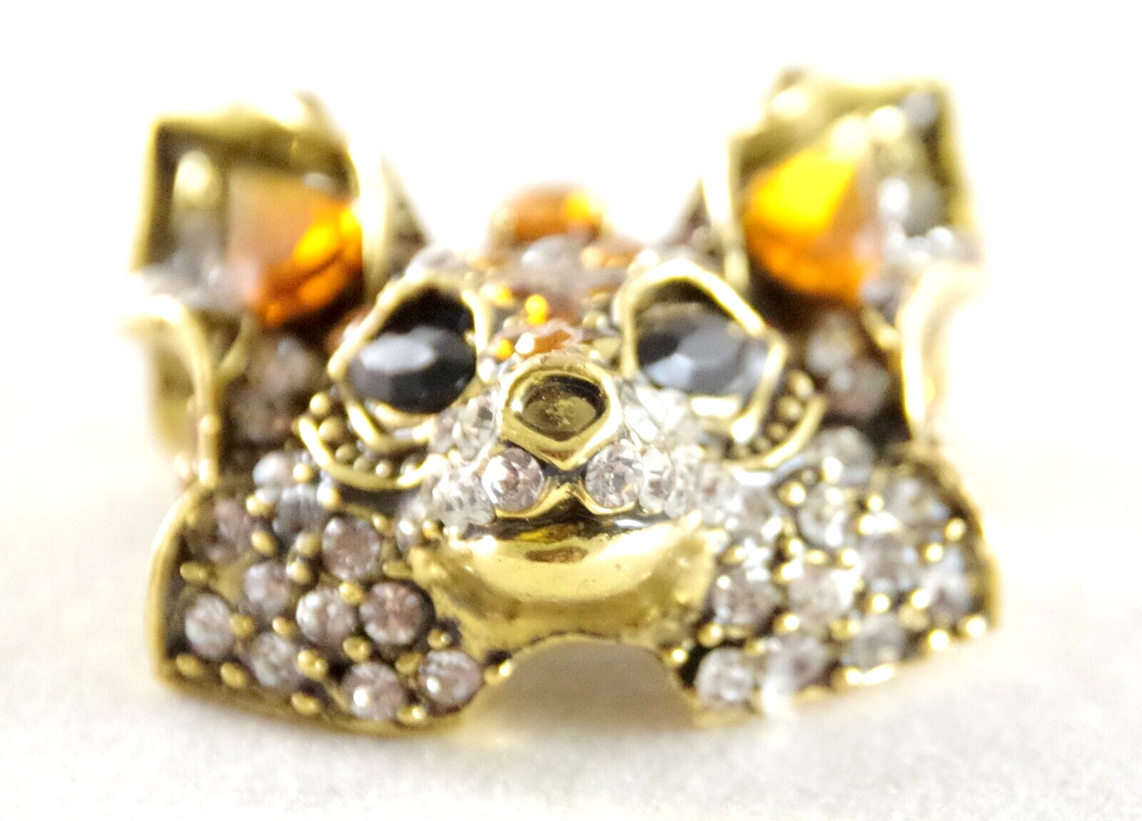 MINI 1 1/8″ NWOT DESIGNER STYLE DIMENSIONAL CRYSTAL RHINESTONE FOX HEAD BROOCH
