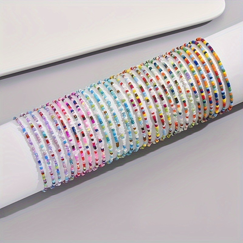 30Pcs Colorful Seed Bead Stretch Bracelets Boho Stackable Summer Jewelry Gift