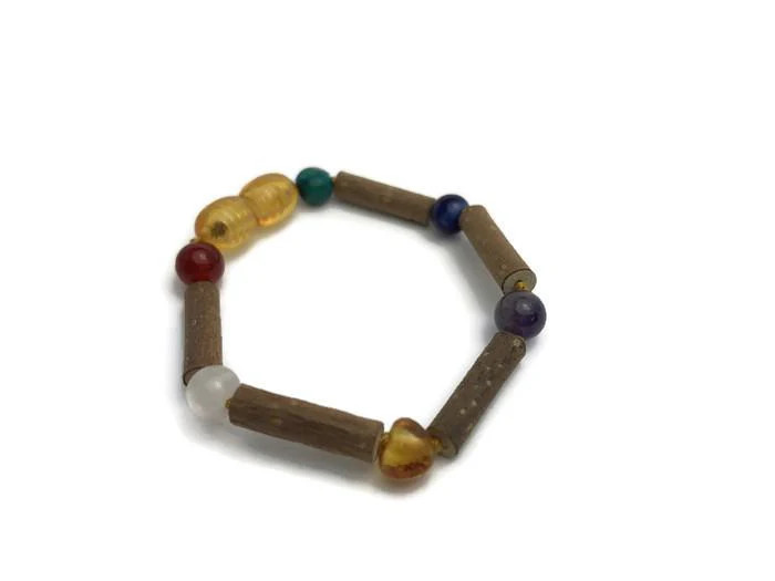 6 to 7 inch Hazelwood Bracelet Eczema Colic Reflux GERD Pink Amethyst