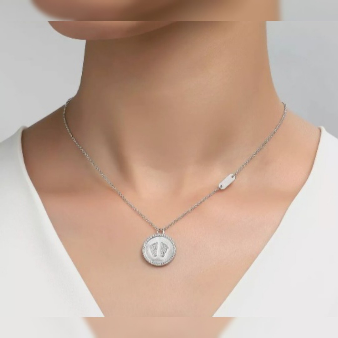 Lafonn Platinum Bonded Pave Baby Feet Pendant Necklace Sterling Silver New Mom