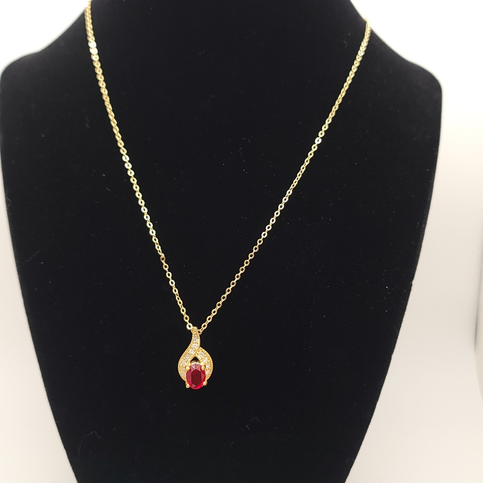 Vintage Roman Jewelry Set Simulated Ruby and Diamond Tear Drop Earrings Pendant
