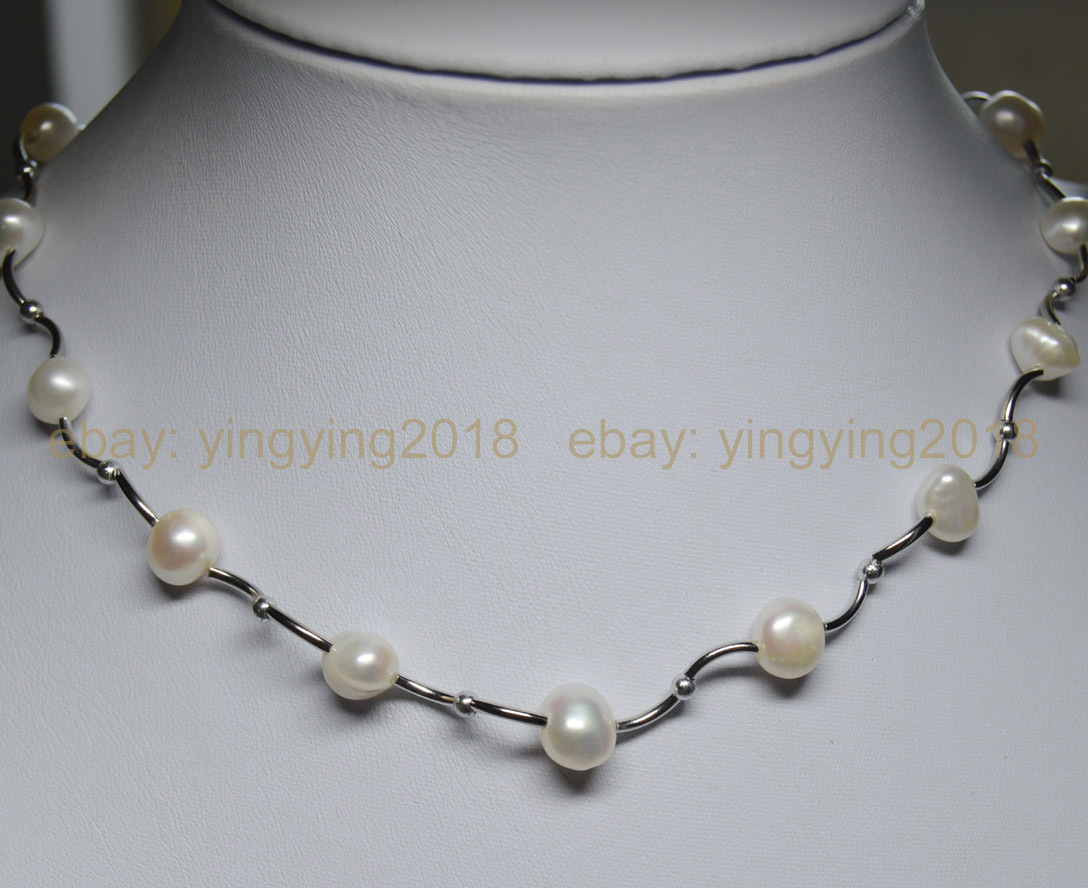 Real Natural 8-9mm Multicolor Baroque Freshwater Pearl Necklaces 16”