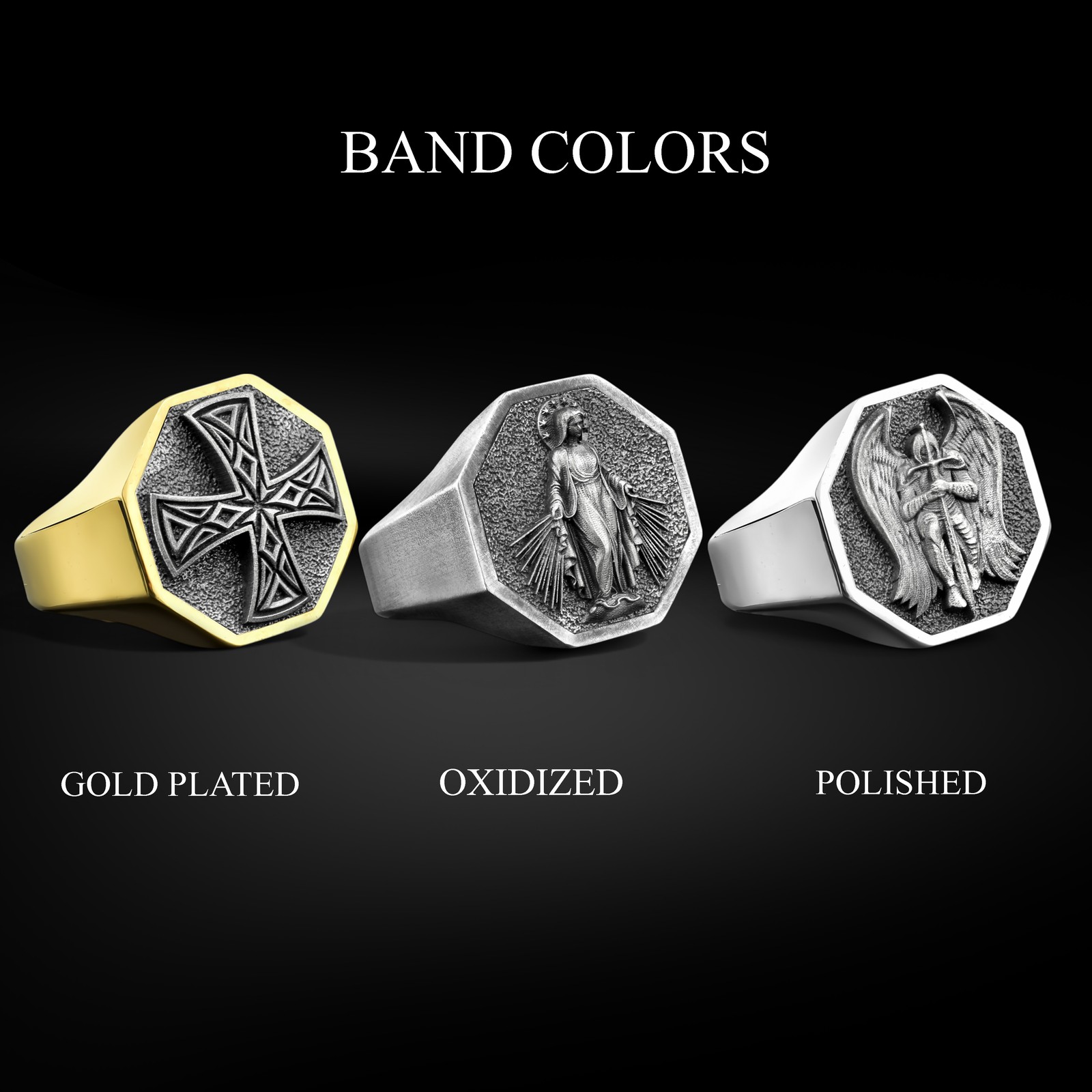 Athena Owl Silver Animal Signet Ring for Men in Oxidized Silver, Bird Ring