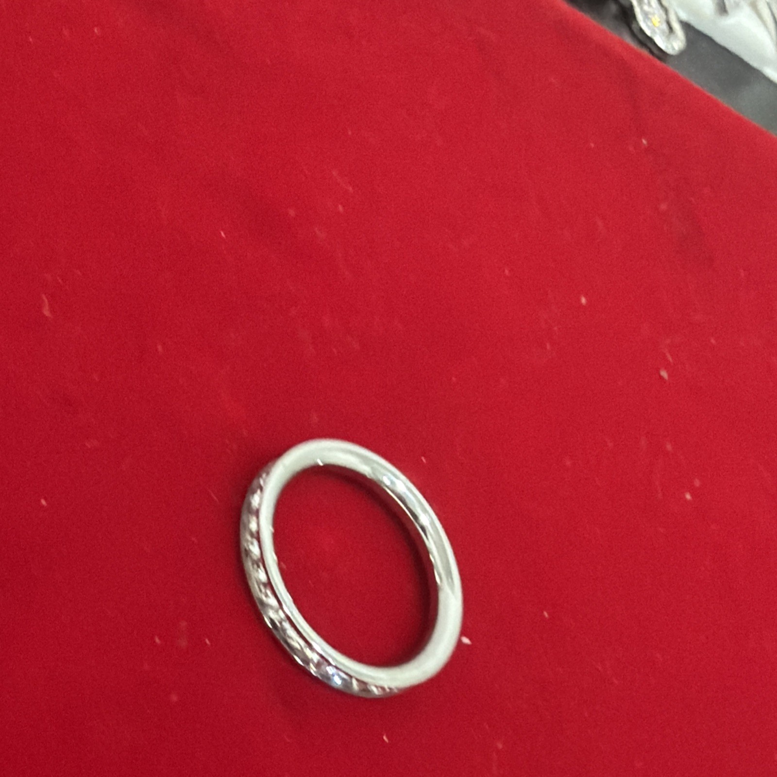 Silvery Stainless Steel Ring With Cubic Zirconia Stones Size 7
