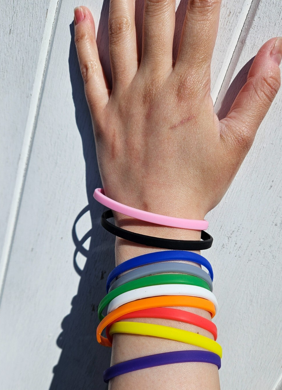8x Unisex Slim Fashion Silicone Rubber Bands Bracelets Mixed Colours UK Seller