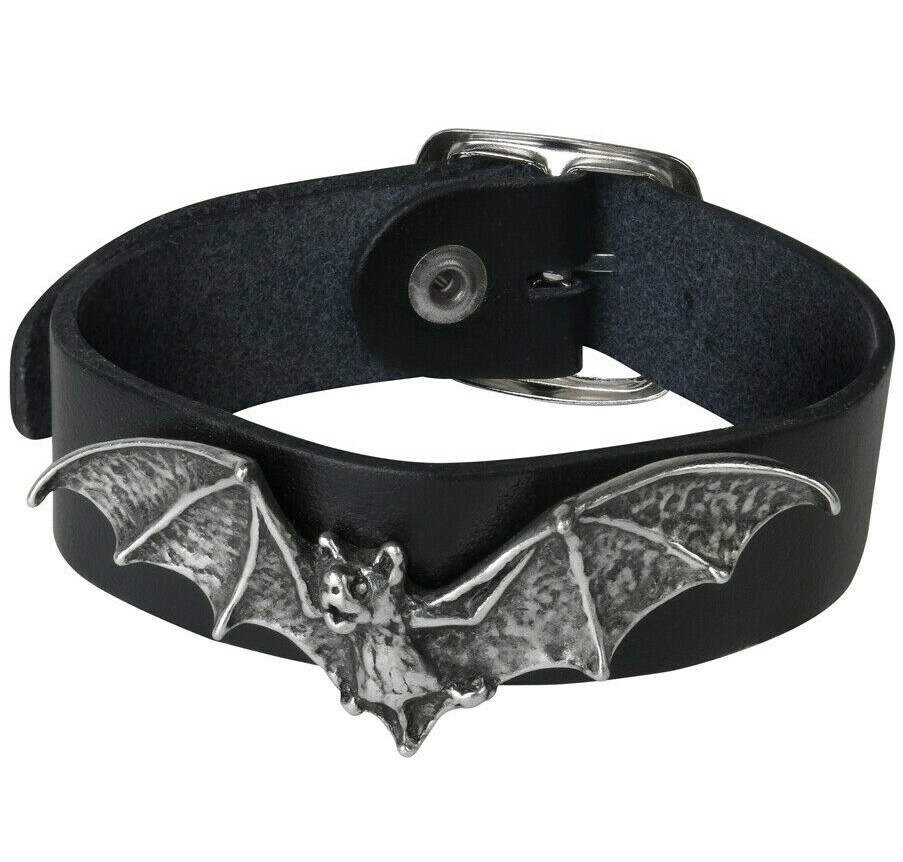 Alchemy Gothic Desmodus Vampire Bat Black Leather Wrist Strap Bracelet A111 New