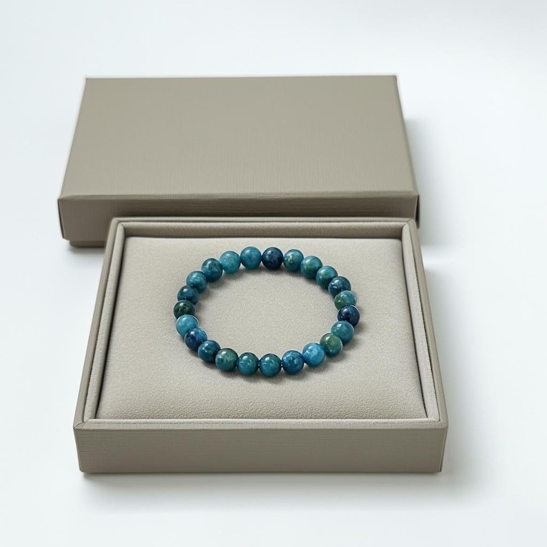 Natural Blue Apatite Bracelet, Simple Blue Gemstone Bracelet For Daily Wear