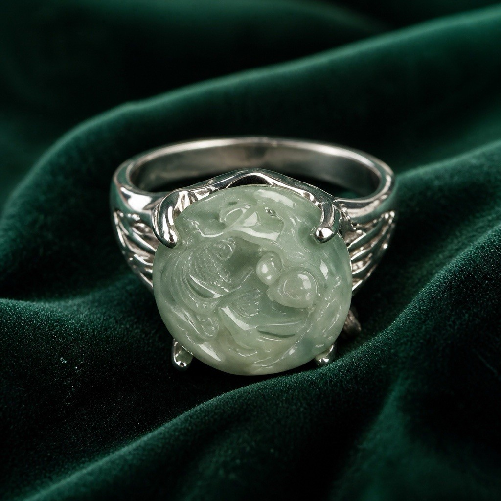 Gorgeous Stainless Steel Silver w/ Gorgeous Frosted Cream Color Gemstone Size 6