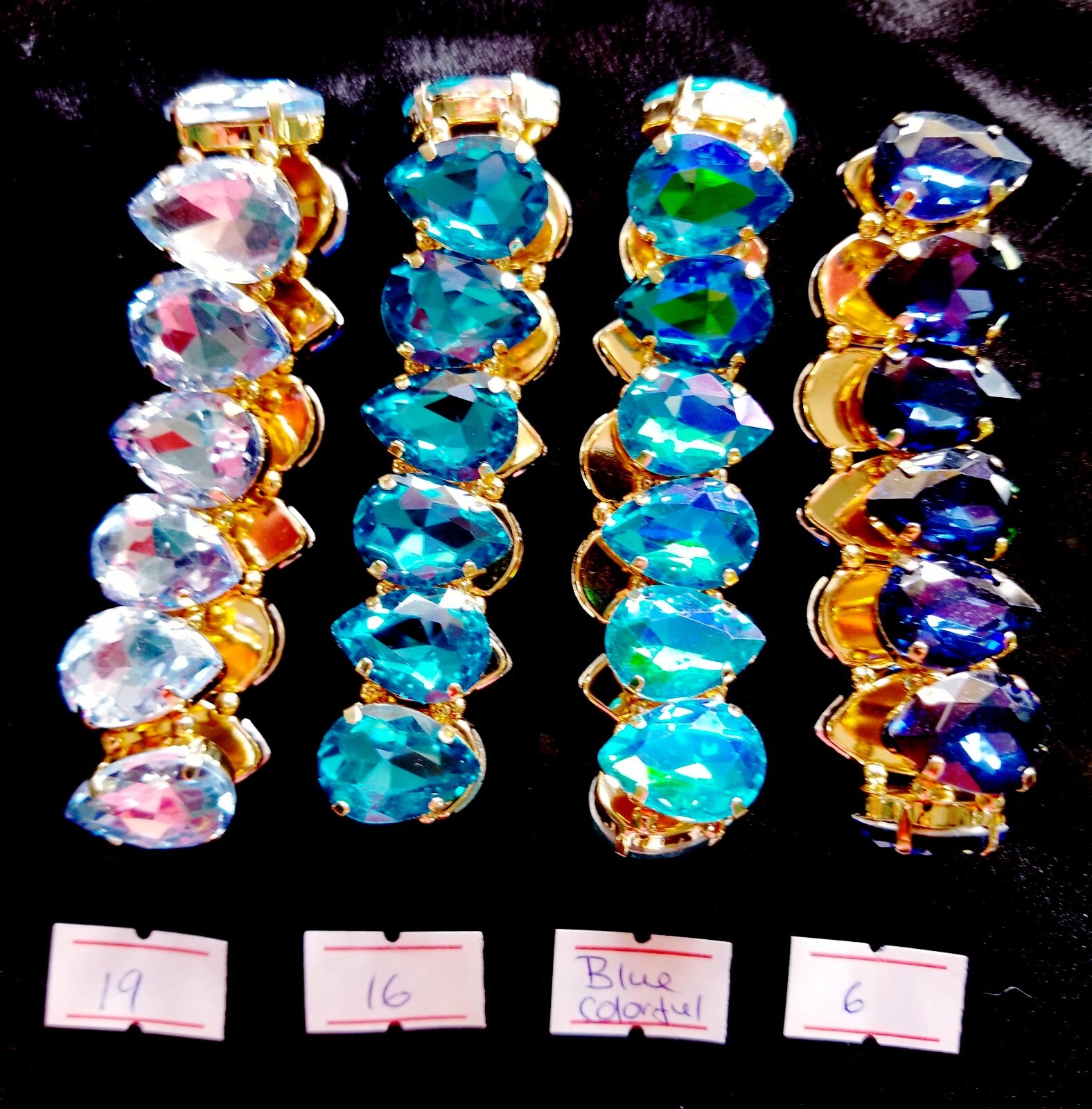 Rhinestone Crystal Stretch Bracelet Many Colors, Prom Stage Wedding or Pageant