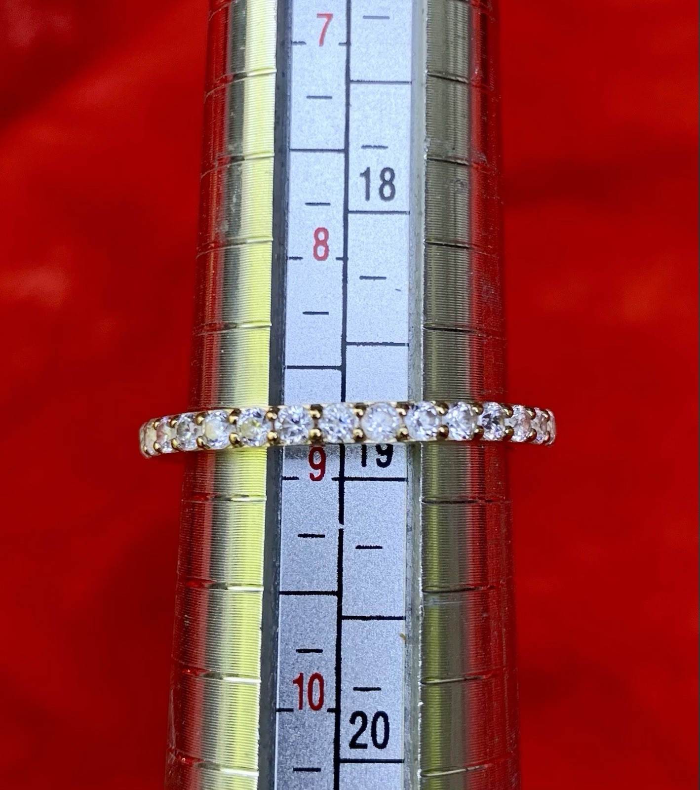 Pair Judith Ripka Gold Vermeil 925 Sterling Silver Rings Bands CZ Sz. 8.75
