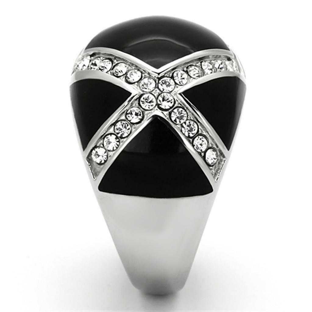 TK1132 – High polished (no plating) Stainless Steel Ring with Top Grade Crystal