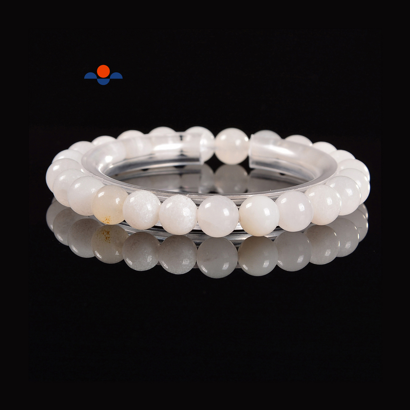 White Agate Smooth Round Bracelet Size 6.5-7mm 7.5” Length (6.5-7mm)
