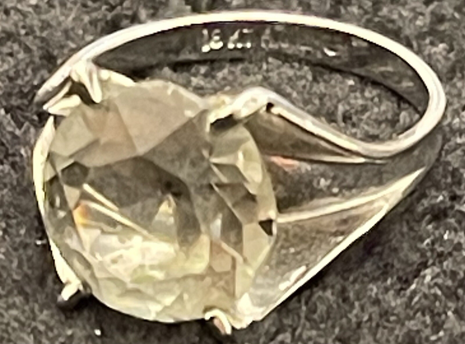 18k HGE White Gold Plated Ring 10mm Solitaire Setting 2.9g Sz 6 Vintage